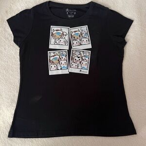 Tokidoki Black Graphic T-Shirt with Cartoon Panels